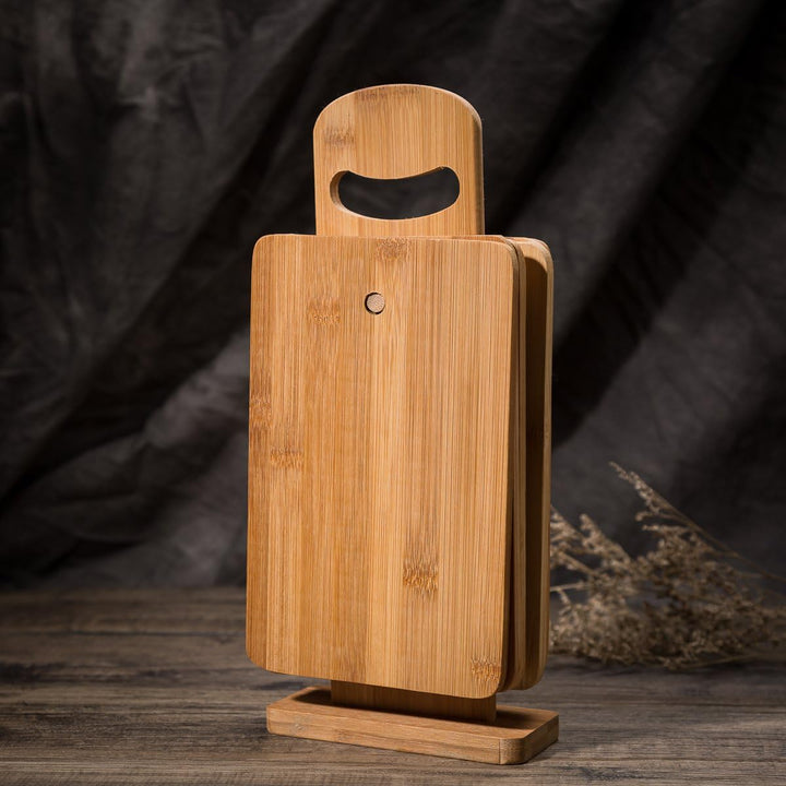 Juego de 6 tablas de cortar de bambú con soporte