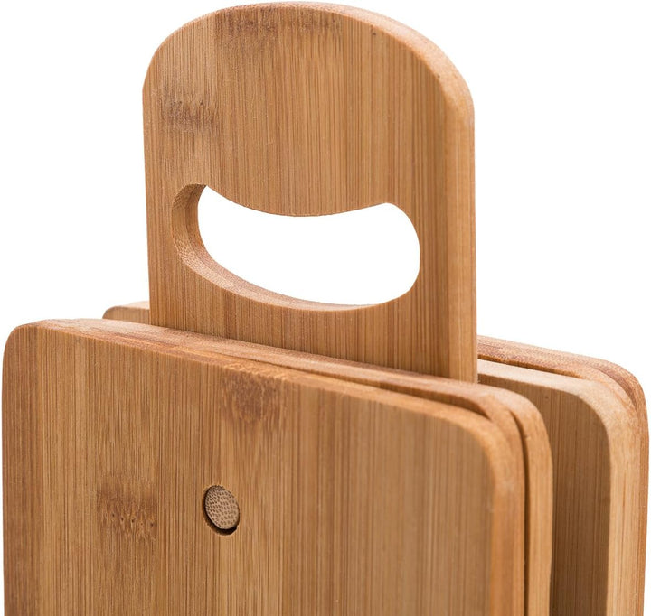 Juego de 6 tablas de cortar de bambú con soporte