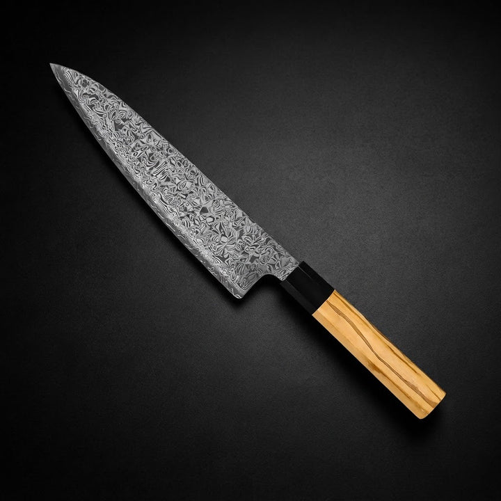 Cuchillo de cocina Takumi Kaza Damascus 20 cm – artesanía japonesa para tu cocina