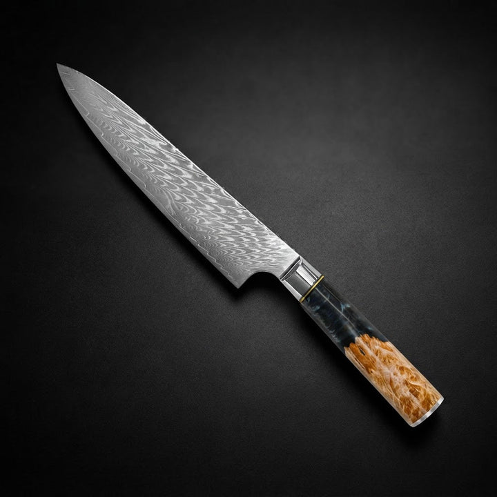 Cuchillo de cocina Epoxy Onyx Damasco 20 cm – elegancia oscura para cada cocina