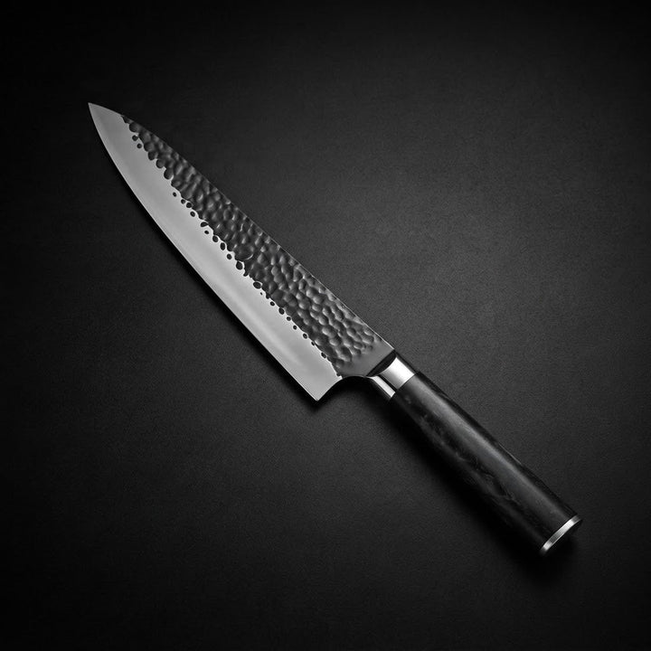 Cuchillo de Chef de Acero Inoxidable Martillado Negro 20 cm