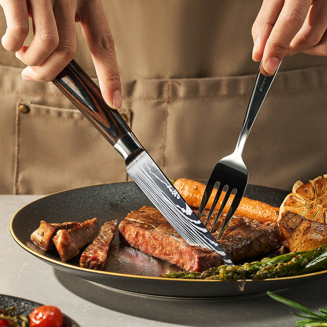 JUEGO DE CUCHILLOS DE CARNE IMPERIAL – MANGO DE MADERA PAKKA