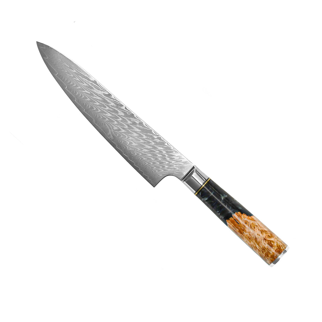 Cuchillo de cocina Epoxy Onyx Damasco 20 cm – elegancia oscura para cada cocina