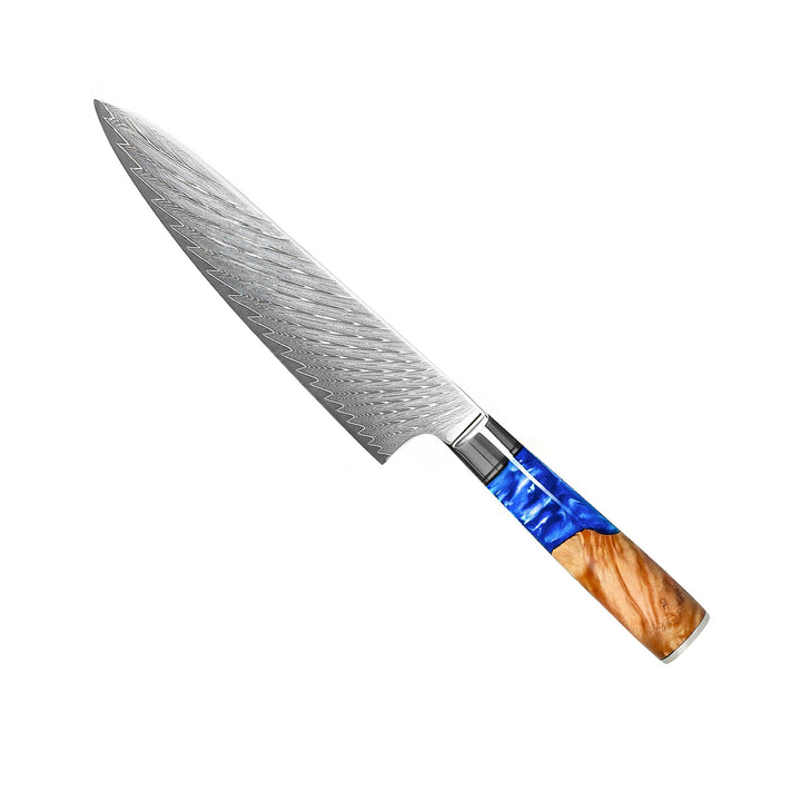 Cuchillo de chef de damasco de 20 cm – Mango epóxico Zafiro