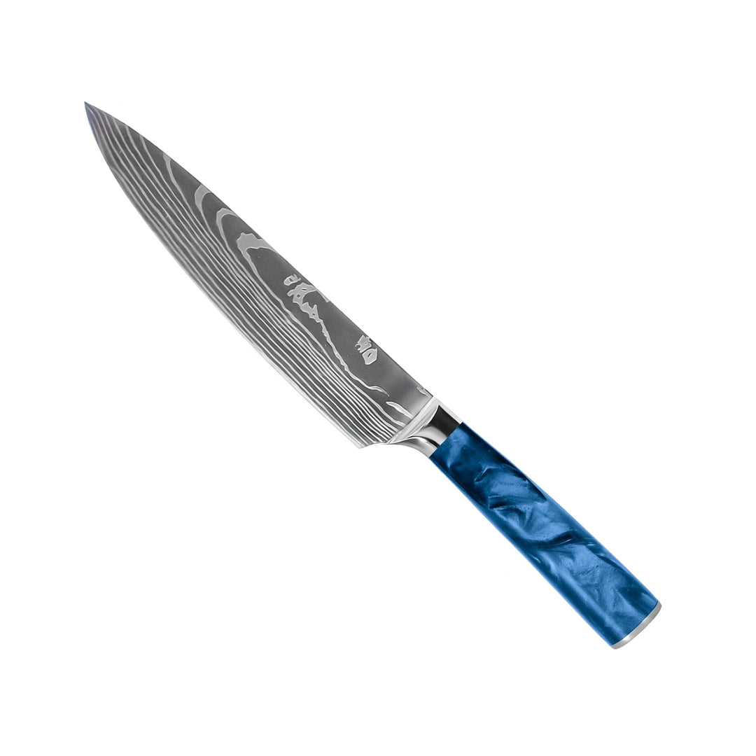 Cuchillo de Chef Damasco 20 cm – Mango de Epoxi Zafiro