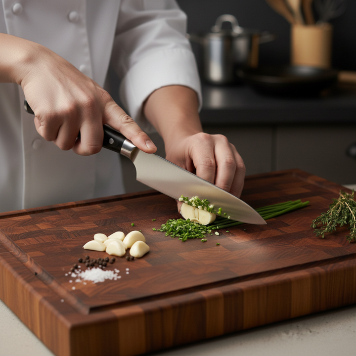 Cuchillo de chef japonés forjado a mano – hoja precisa de 20 cm