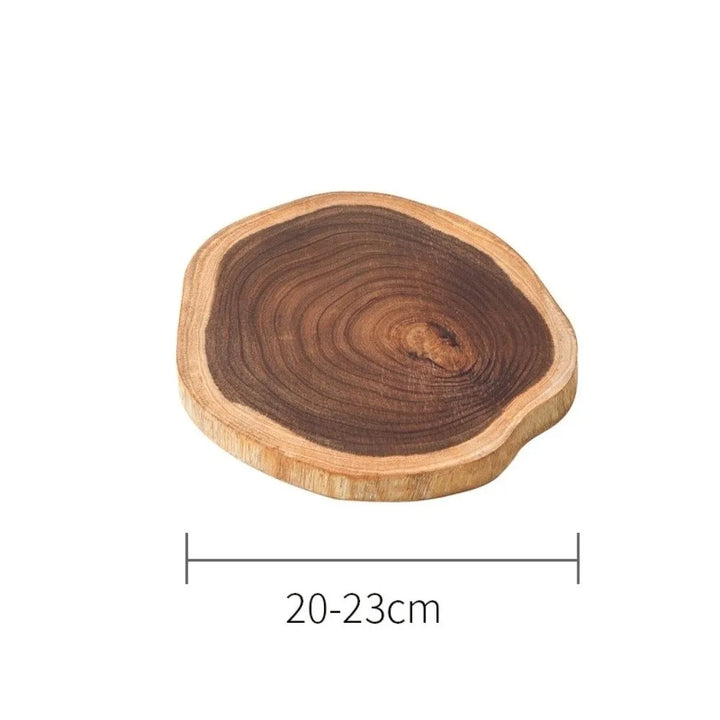 Tabla de cortar de madera de acacia, forma irregular, corte natural del tronco