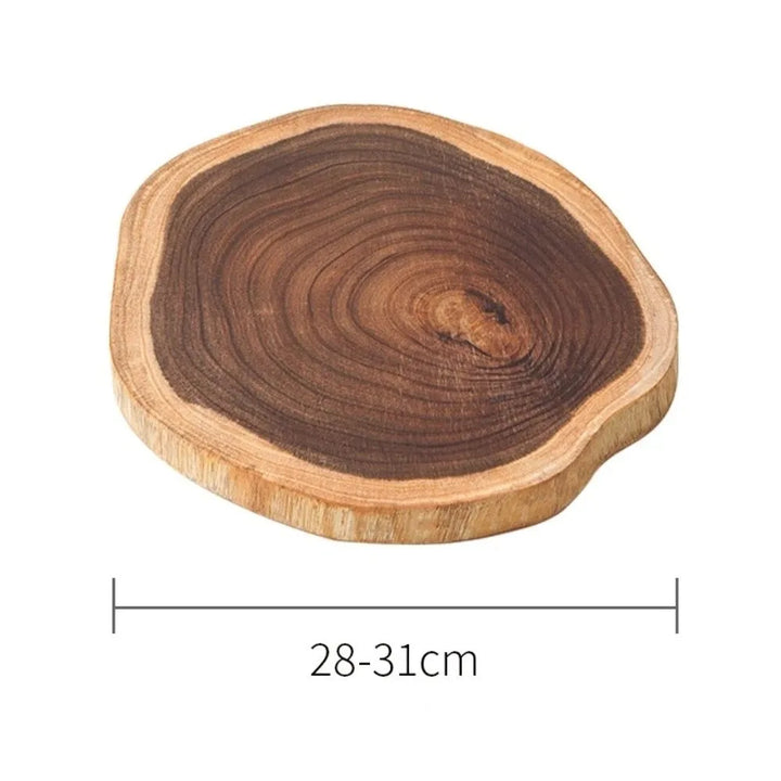 Tabla de cortar de madera de acacia, forma irregular, corte natural del tronco
