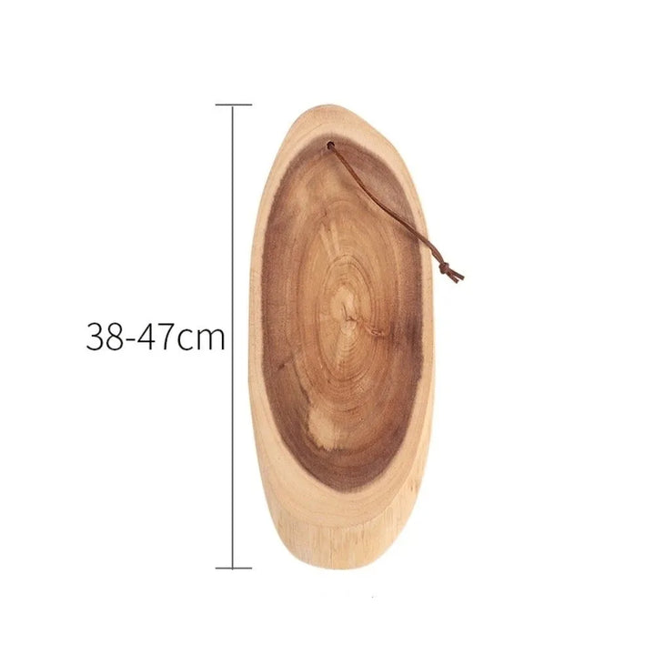 Tabla de cortar de madera de acacia, forma irregular, corte natural del tronco