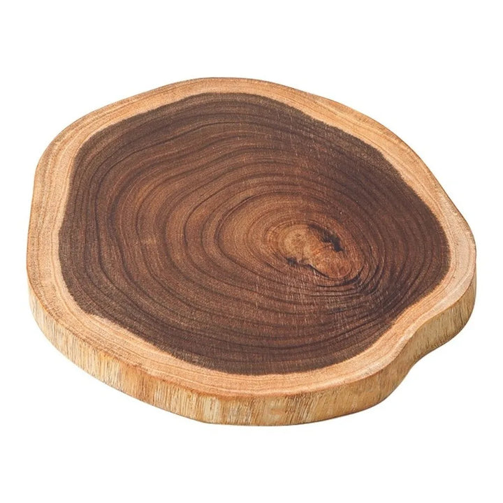 Tabla de cortar de madera de acacia, forma irregular, corte natural del tronco