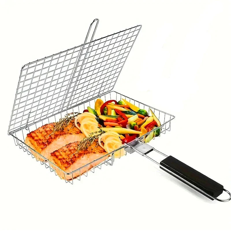 Cesta para asar de acero inoxidable, con mango