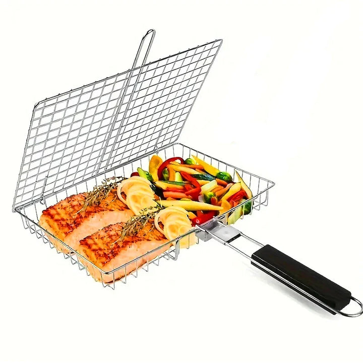 Cesta para asar de acero inoxidable, con mango
