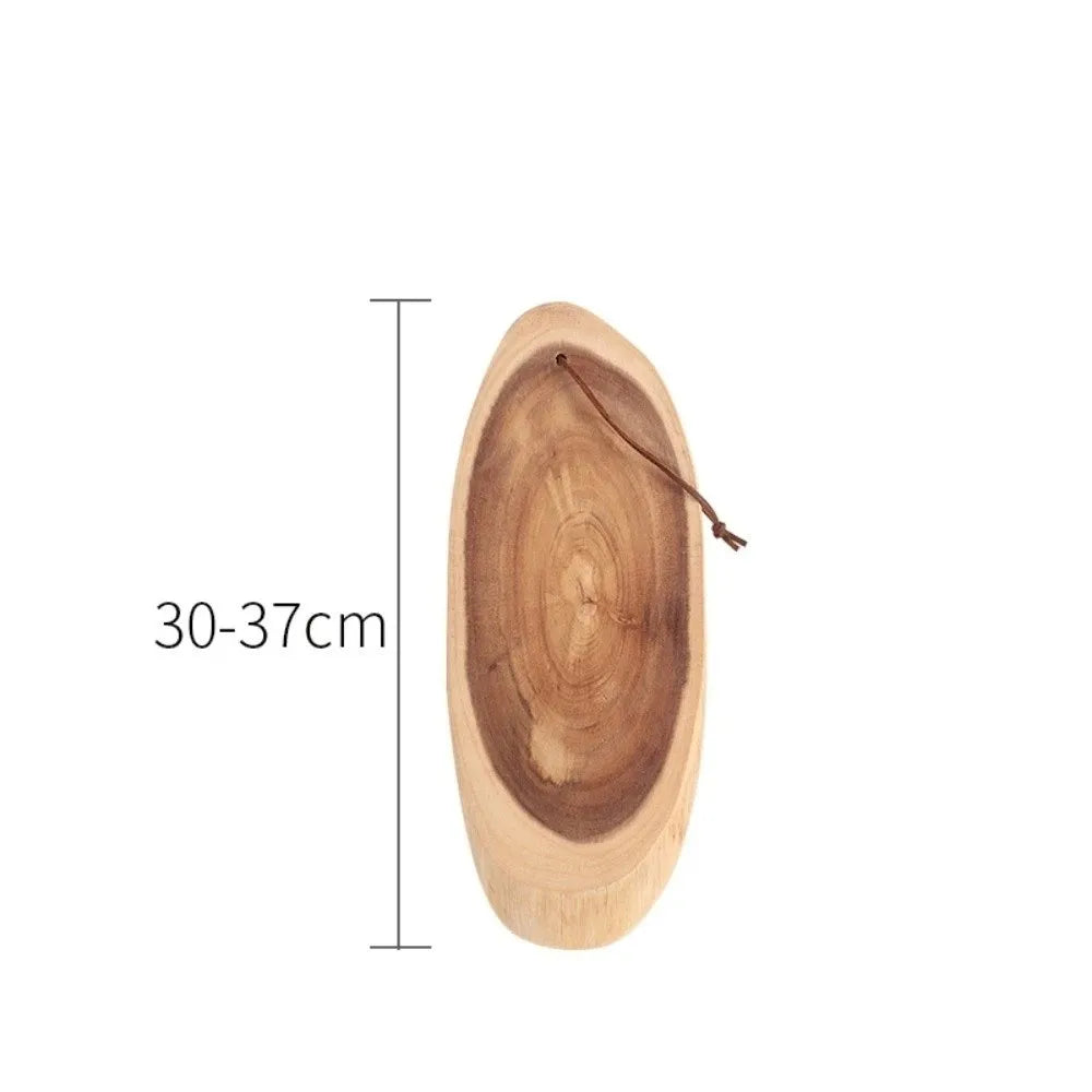 Tabla de cortar de madera de acacia, forma irregular, corte natural del tronco