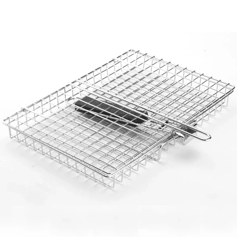 Cesta para asar de acero inoxidable, con mango