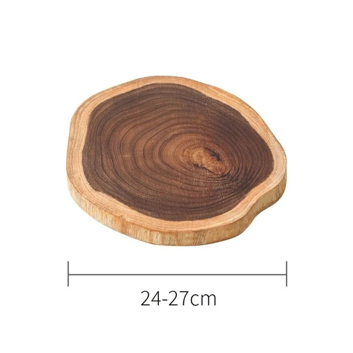 Tabla de cortar de madera de acacia, forma irregular, corte natural del tronco