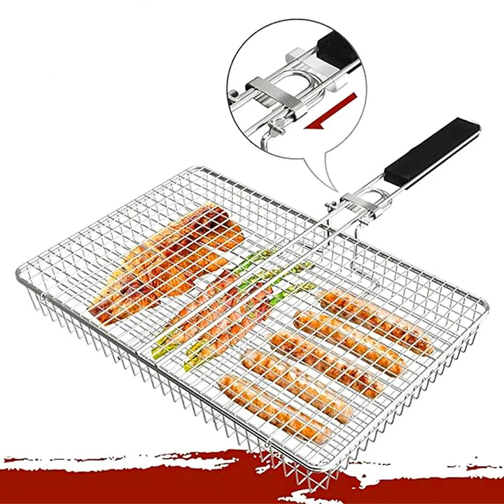Cesta para asar de acero inoxidable, con mango