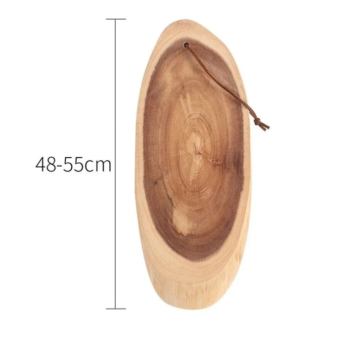 Tabla de cortar de madera de acacia, forma irregular, corte natural del tronco