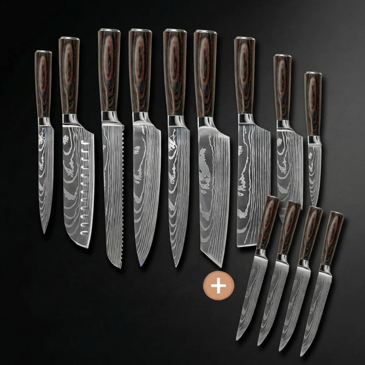 JUEGO DE 13 CUCHILLOS DE DAMASCO – COLECCIÓN COMPLETA PARA CADA TAREA CULINARIA