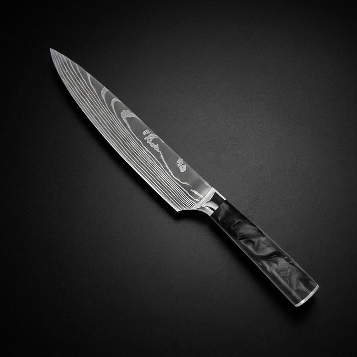 Cuchillo de chef de Damasco 20 cm – Mango de Epoxi Onyx