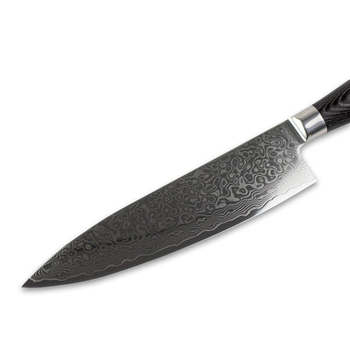 Cuchillo de cocina Damascus Pakka Wood 20 cm – elegancia y precisión en cada cocina