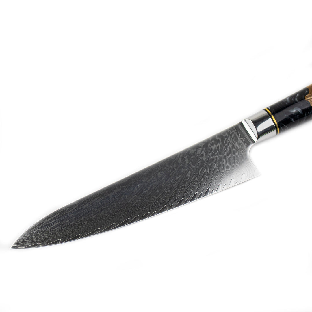 Cuchillo de cocina Epoxy Onyx Damasco 20 cm – elegancia oscura para cada cocina