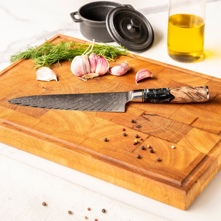 Cuchillo de cocina Epoxy Onyx Damasco 20 cm – elegancia oscura para cada cocina