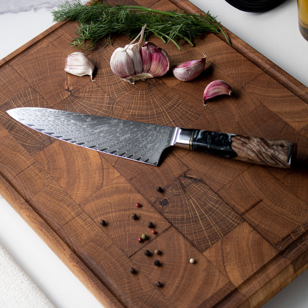 Cuchillo de cocina Epoxy Onyx Damasco 20 cm – elegancia oscura para cada cocina