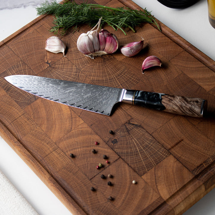 Cuchillo de cocina Epoxy Onyx Damasco 20 cm – elegancia oscura para cada cocina