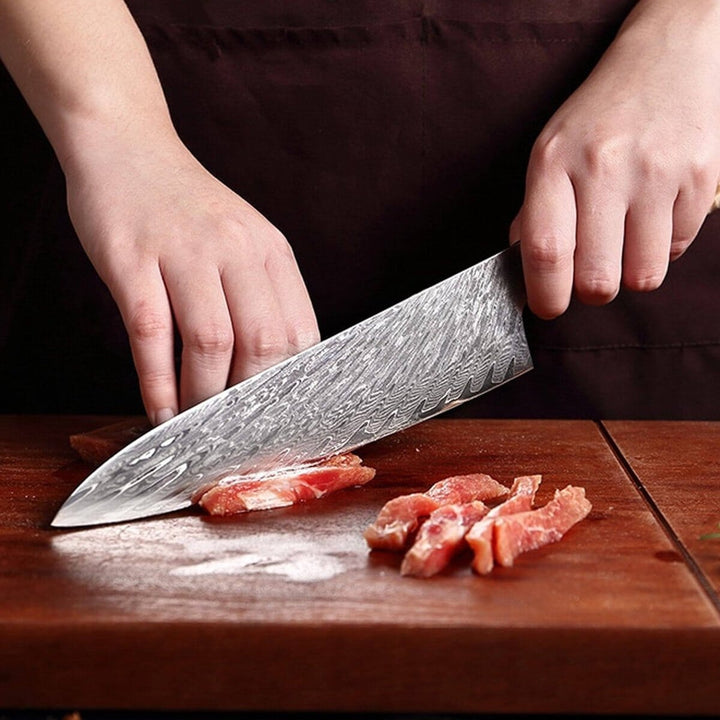 Cuchillo de cocina Epoxy Ruby Damascus 20 cm – elegancia ardiente para cada cocina