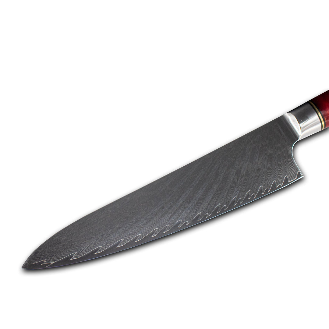 Cuchillo de cocina Epoxy Ruby Damascus 20 cm – elegancia ardiente para cada cocina