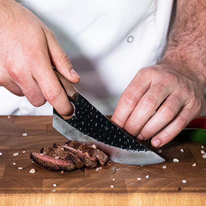 Gladiador – Cuchillo de cocina universal con funda – Marrón
