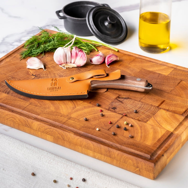 Gladiador – Cuchillo de cocina universal con funda – Marrón