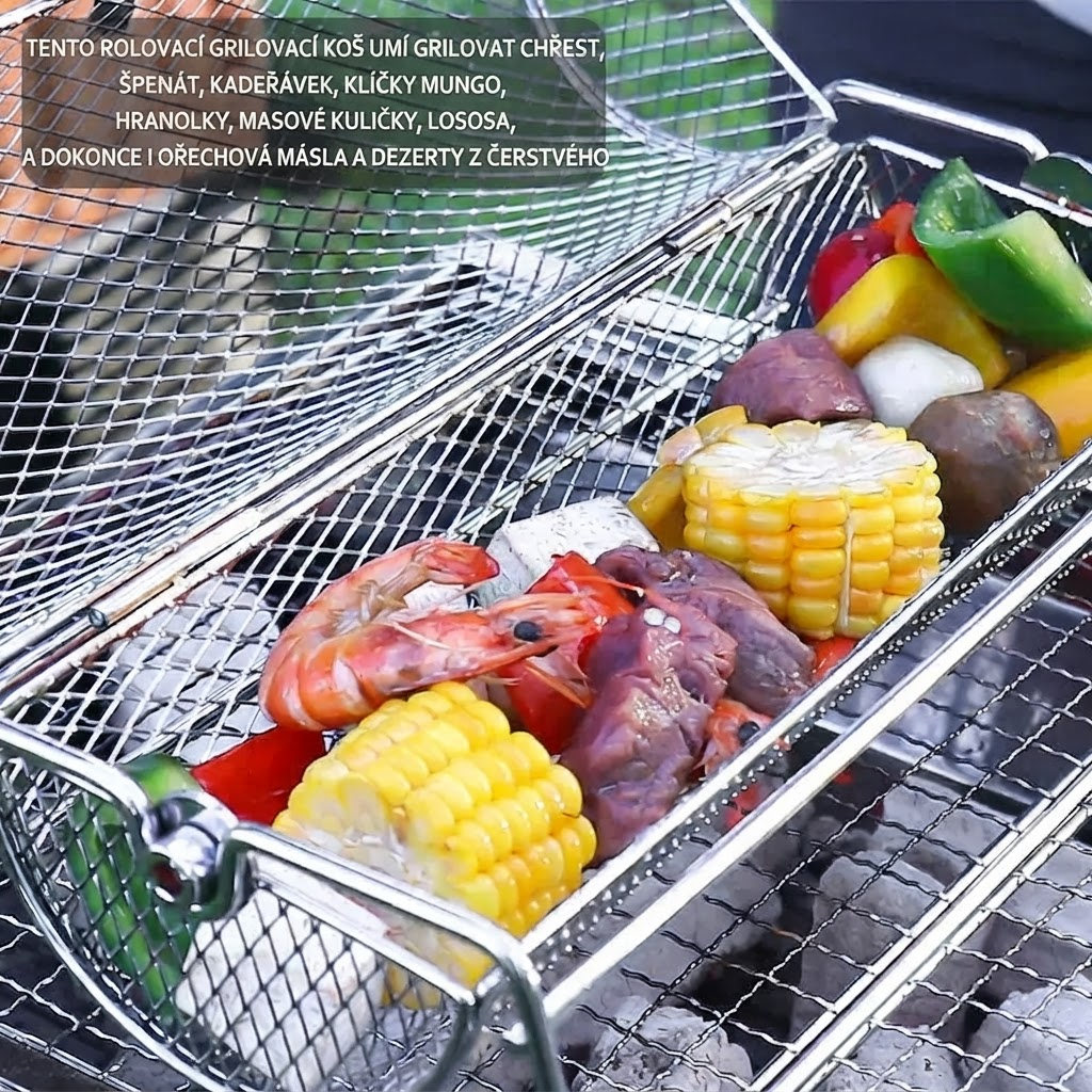 Cesta de parrilla rotativa de acero inoxidable