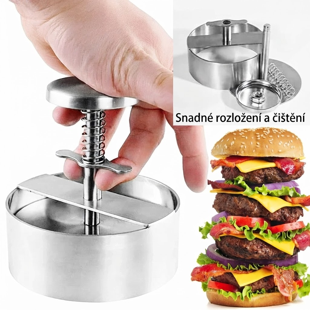 Prensa para hamburguesas de acero inoxidable premium