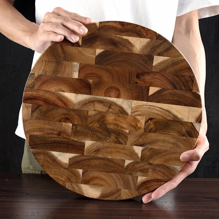 Tabla de cortar de madera de acacia, redonda