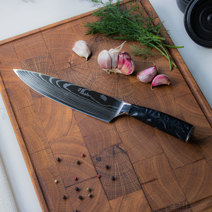 Cuchillo de chef Damasco 20 cm – Mango de epoxi Onyx