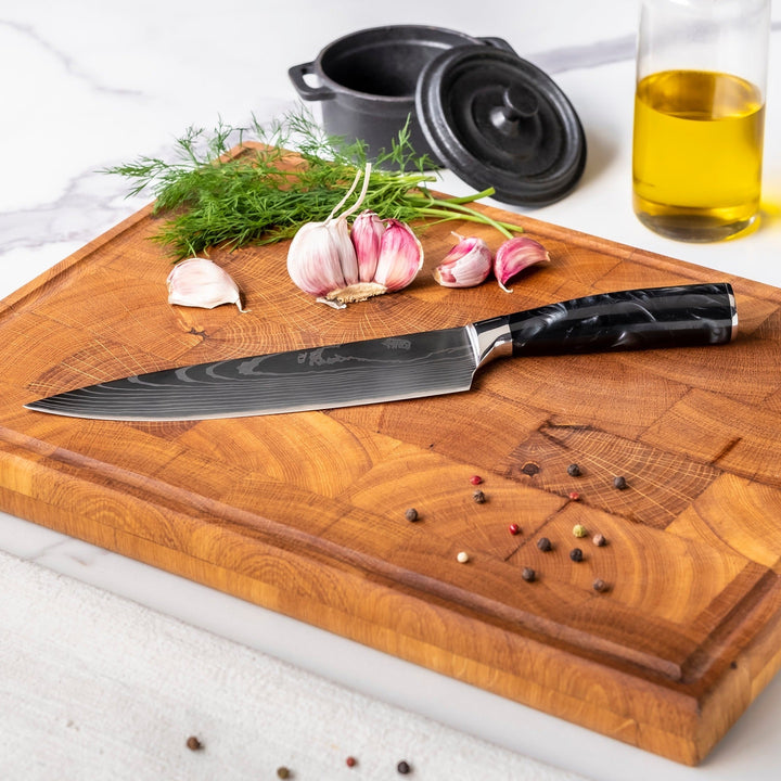 Cuchillo de chef de Damasco 20 cm – Mango de Epoxi Onyx