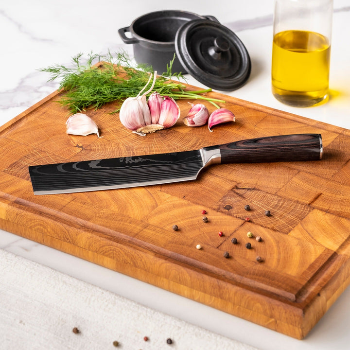 JUEGO DE 3 CUCHILLOS DE DAMASCO – CUCHILLO DE COCINA + NAKIRI + CUCHILLO PELADOR