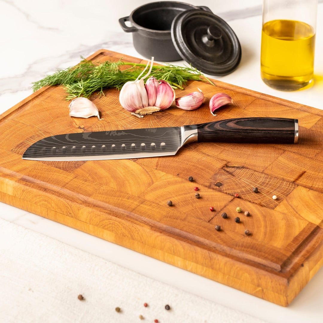 JUEGO DE 3 CUCHILLOS DE DAMASCO – CUCHILLO DE COCINA + SANTOKU + CUCHILLO DE PELAR