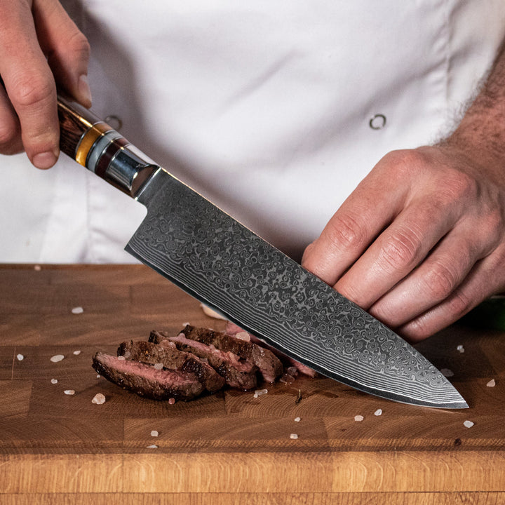 Cuchillo de cocina Micarta Jewels Damasco 20 cm – un complemento único para cualquier cocina