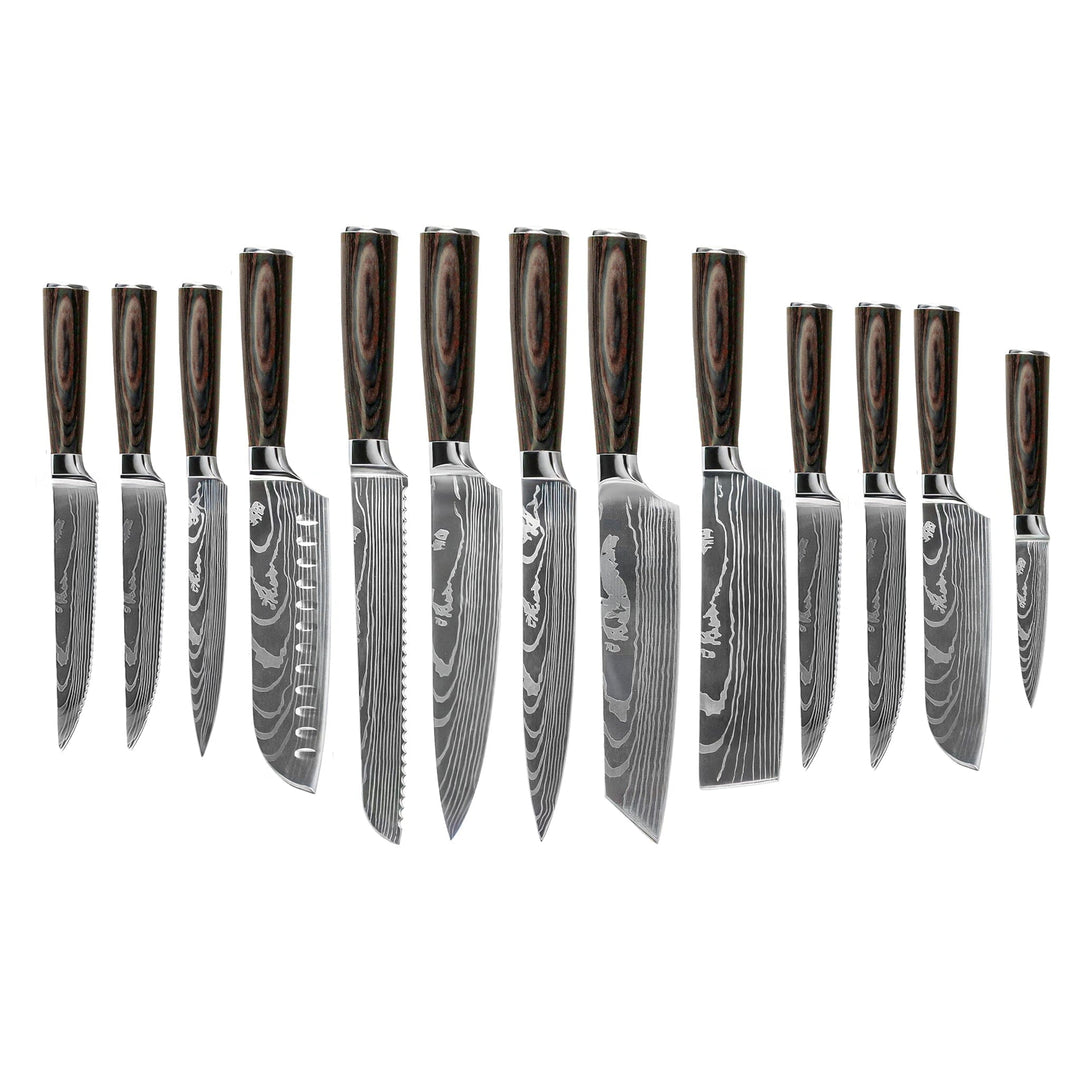 JUEGO DE 13 CUCHILLOS DE DAMASCO – COLECCIÓN COMPLETA PARA CADA TAREA CULINARIA