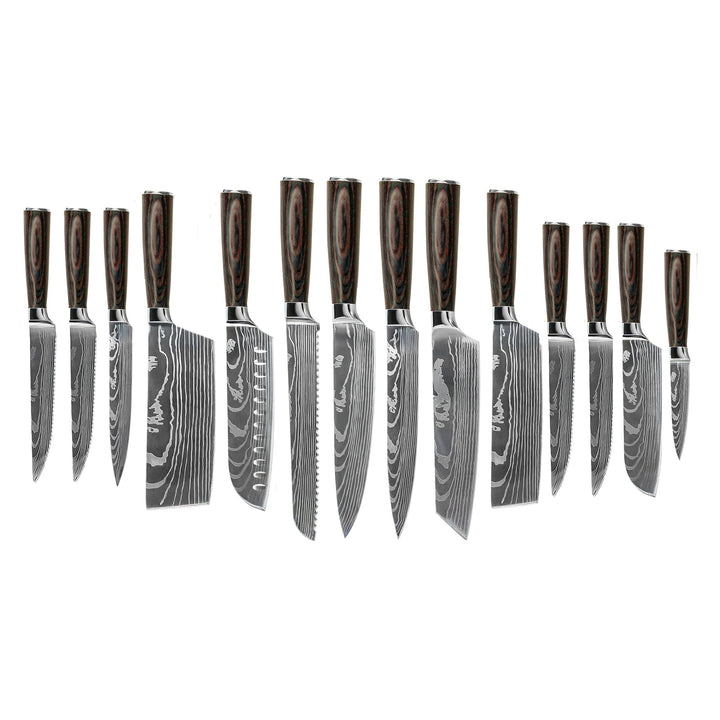 JUEGO DE 14 CUCHILLOS DE DAMASCO – COLECCIÓN COMPLETA PARA CADA TAREA CULINARIA